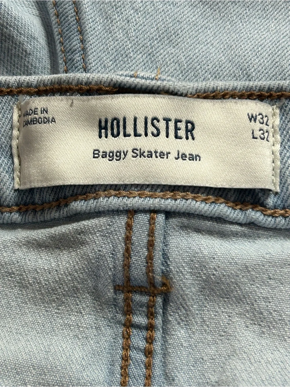 Hollister Baggy Skater Jeans Y2K W 32 L 32 Denim Mens Light Denim Wide Leg